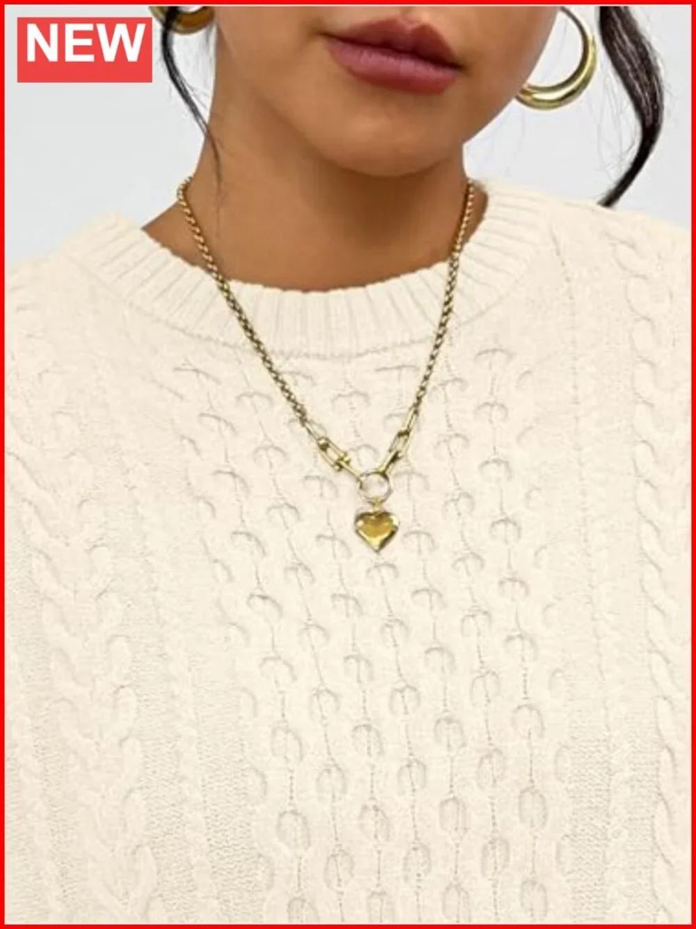 Oversized Cable Knit Crewneck Pullover Sweater Long Sleeve Fall Winter